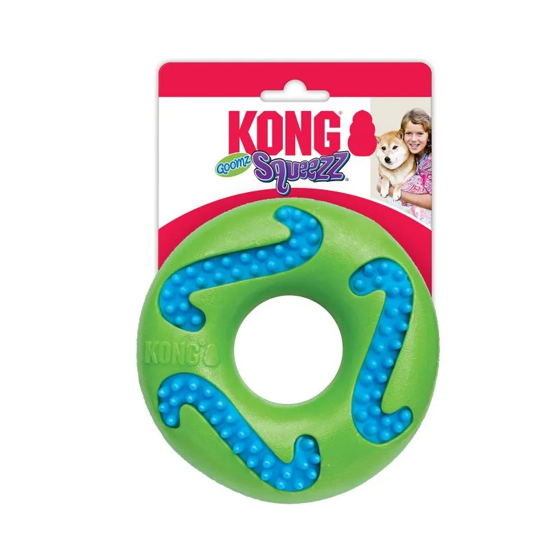 KONG Hundelegetøj Squeezz Goomz Ring Grøn L 14 cm - pivelegetøj i ringform