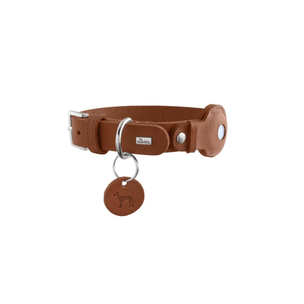 Hunter Viborg AirTag Halsbånd Cognac M-L 60 - Justerbar 47-53 cm