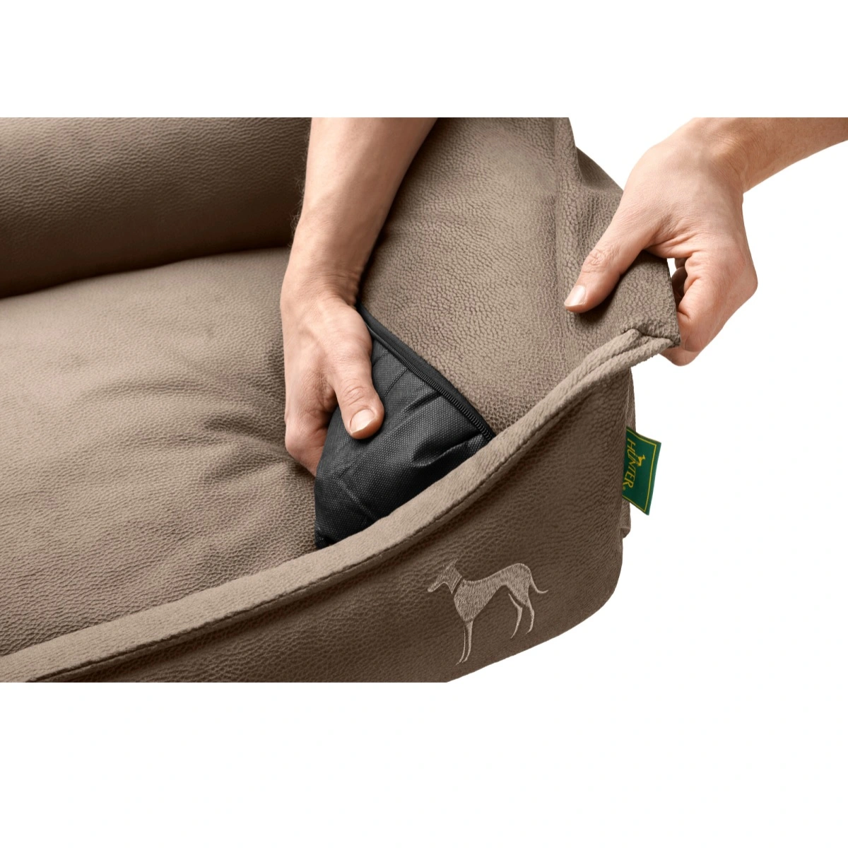Hunter Ortho Merida hundeseng L 90x70 cm Taupe