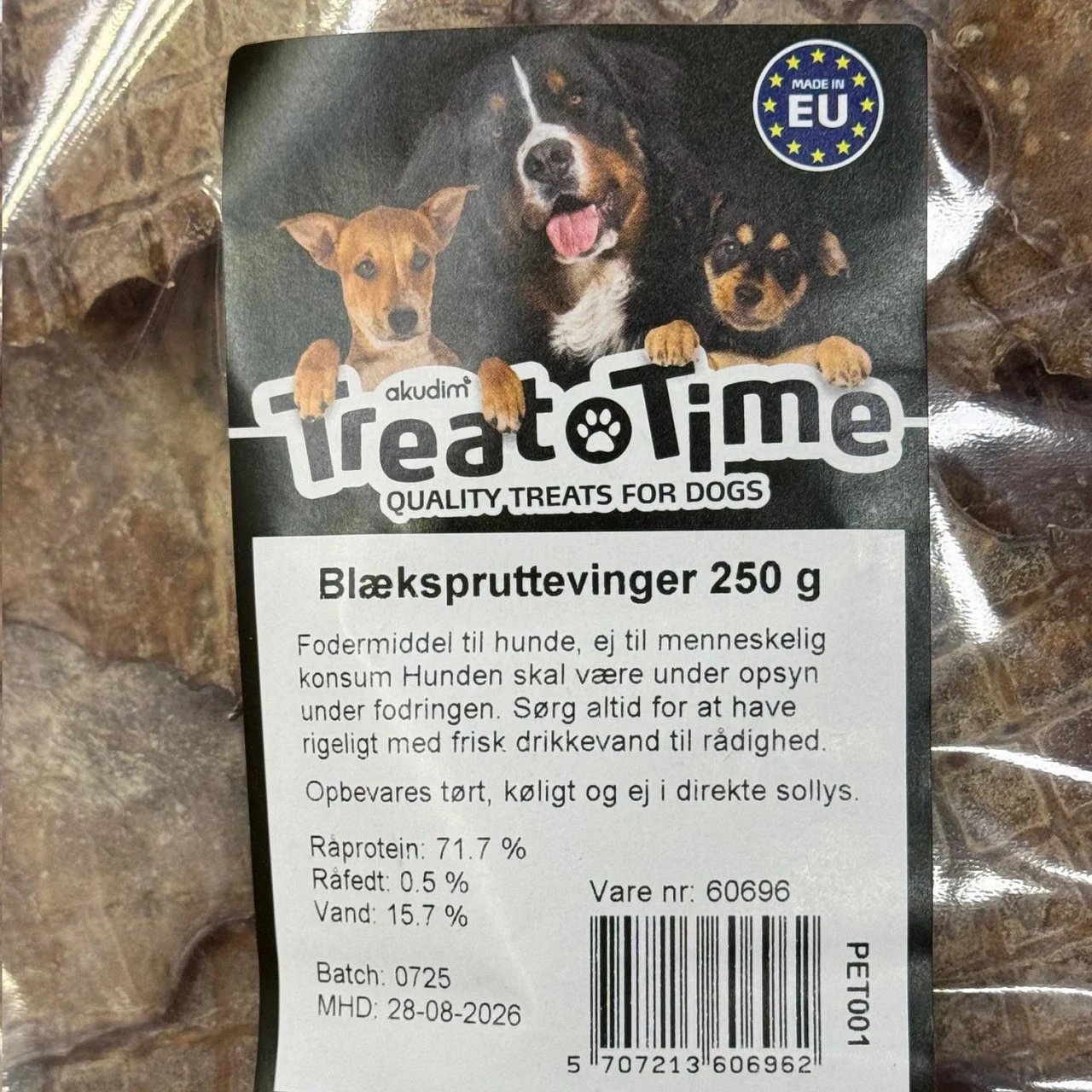 Treattime Blækspruttevinger 250 g - Naturlige hundesnacks