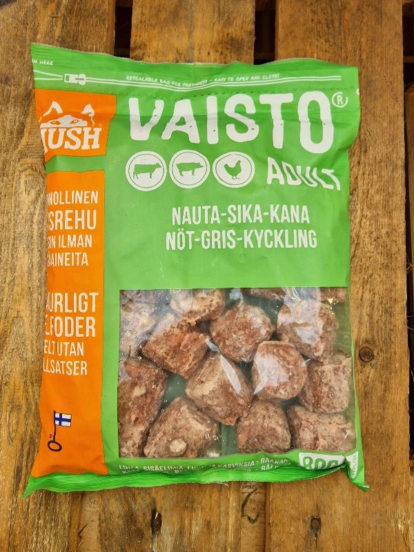 MUSH Vaisto Grøn Okse Gris Kylling 800 g - Naturligt hundefoder med kød og grønt