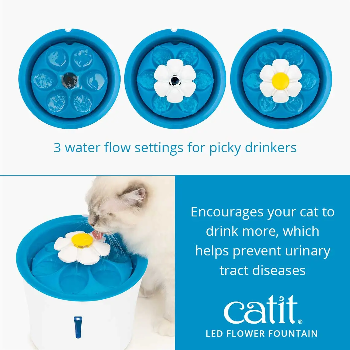 Catit Senses 2.0 Flower Fountain (drikkeautomat) 3 L med LED