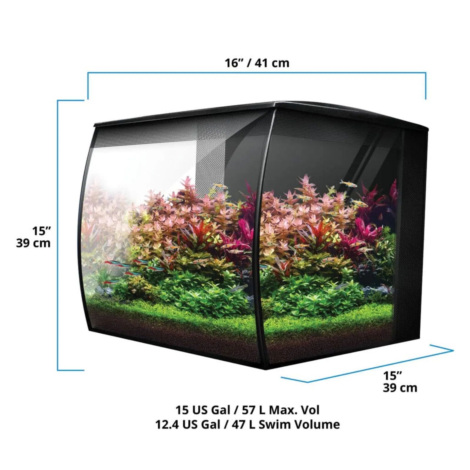 Fluval Flex akvarium 2.0 57 Liter Sort