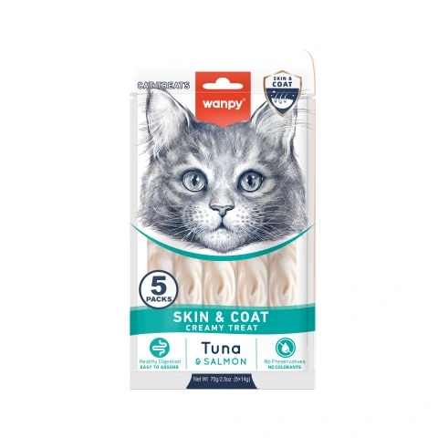 Wanpy Kat Funktionel Cremet Slikbar Godbid til hud og pels med Tun og laks
