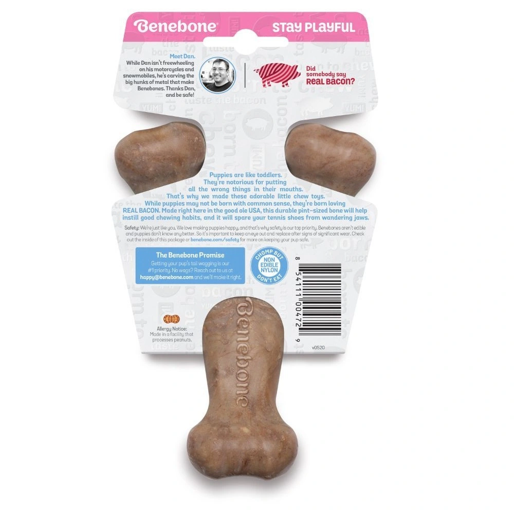 Benebone Puppy Wishbone Bacon S - hvalpe tyggeben med bacon