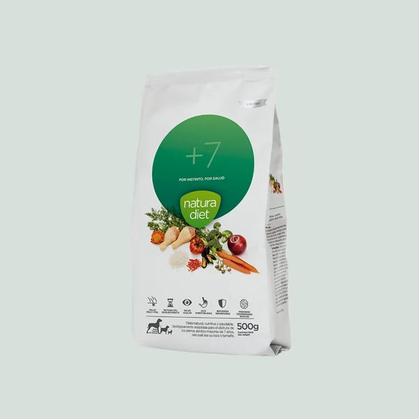 Natura Diet Hundefoder Senior +7 500 g - naturligt tørfoder til ældre hunde