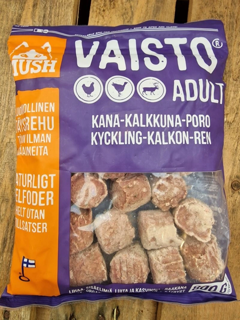 MUSH Vaisto Lilla Kylling Kalkun Rensdyr 800 g - Naturligt hundefoder