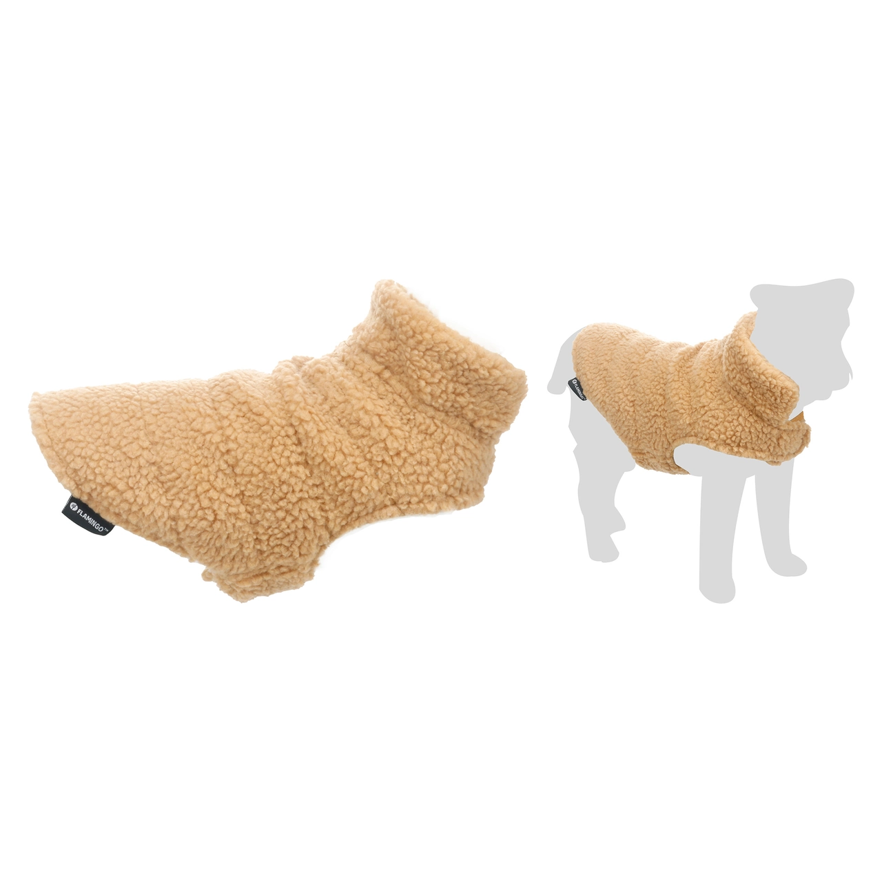 Flamingo Nado hundejakke beige 20 cm - varm hundefrakke med fleece