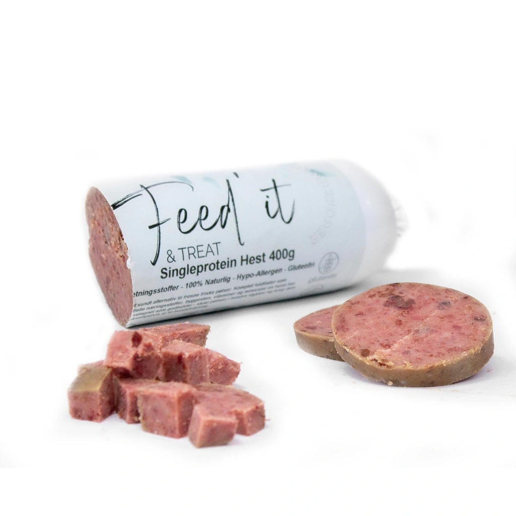 Feedit & Treat Pure Horse 400 g - naturlig hesteskærepølse til hund og kat
