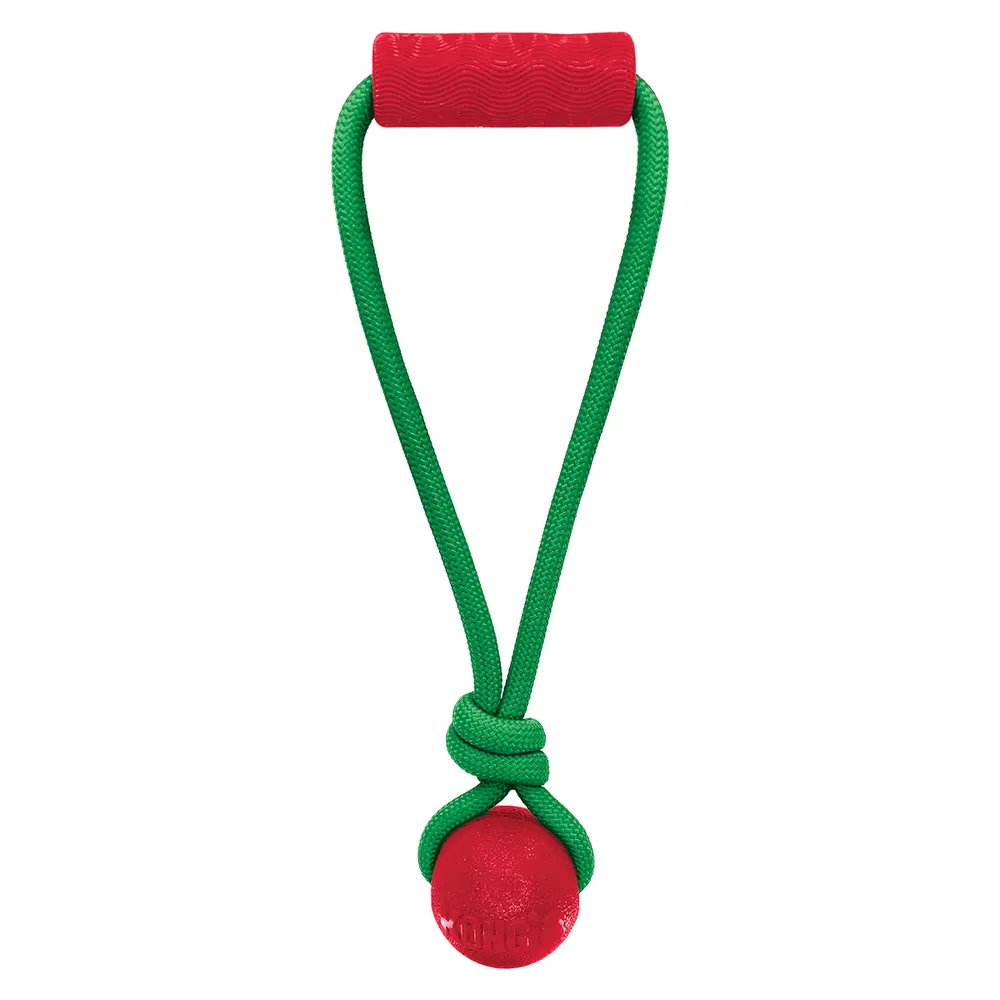 KONG Holiday Jaxx Brights Tug Ball Mix M - hundelegetøj 30,5 x 13 x 6,5 cm