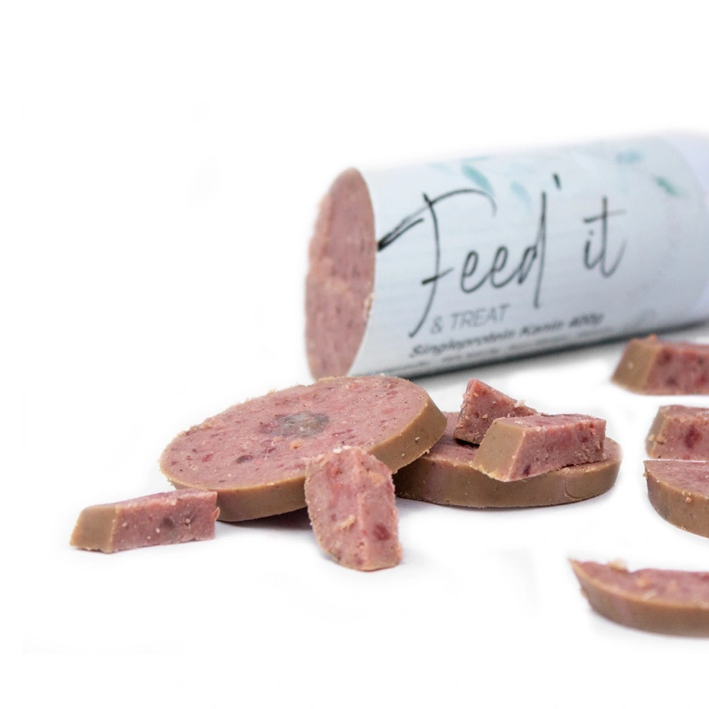 Feedit & Treat Pure Rabbit 400 g - naturlig kaninskærepølse til hund og kat