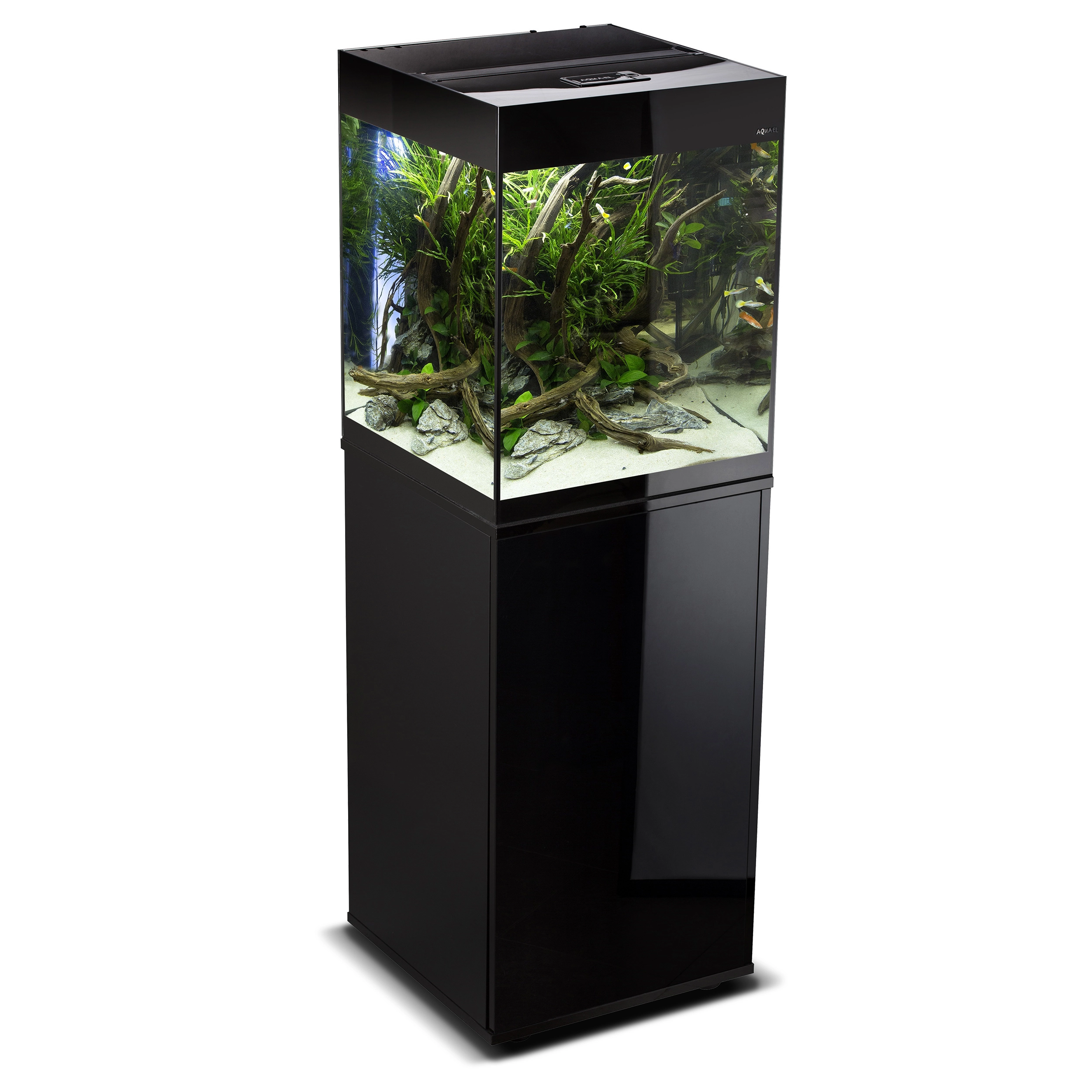 Glossy akvarie Cube 50x50x63 cm 132 L Sort