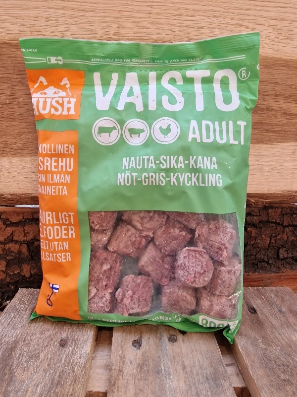 MUSH Vaisto Grøn Okse Gris Kylling 800 g - Naturligt hundefoder med kød og grønt