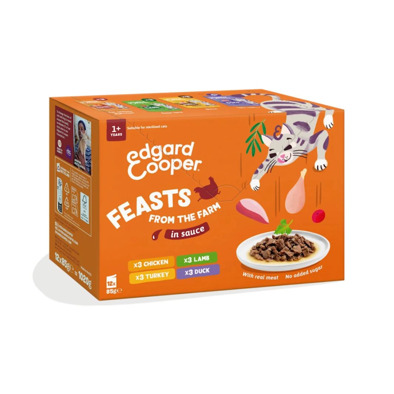 Edgard & Cooper Feasts From the Farm multipakke vådfoder til katte 12 x 85 g
