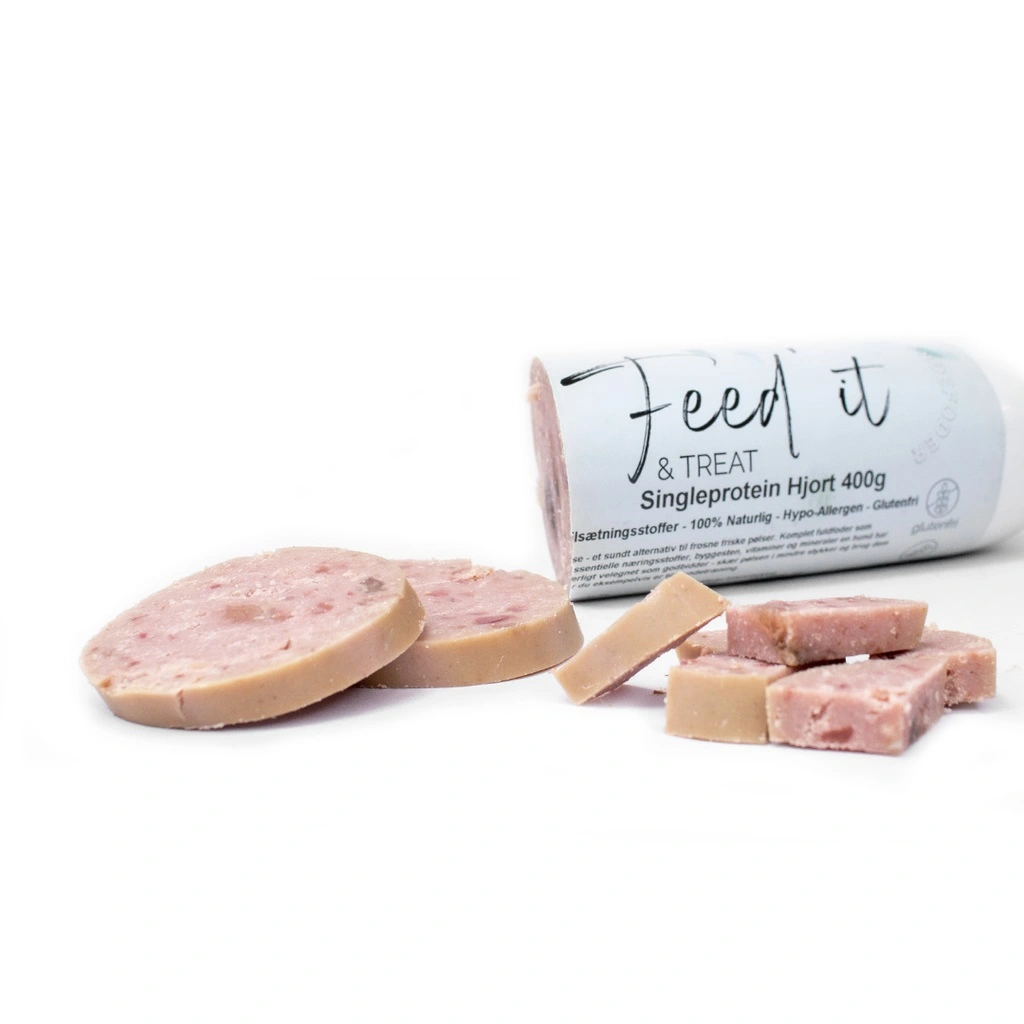 Feedit & Treat Pure Deer 400 g - naturlig hjorteskærepølse til hund og kat