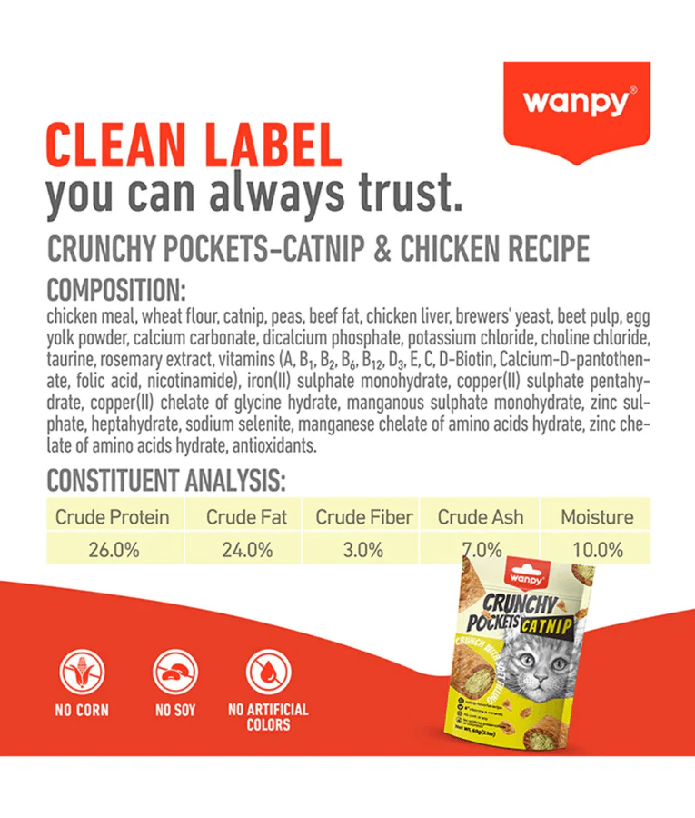 Wanpy Crunchy Pockets Catnip 60g
