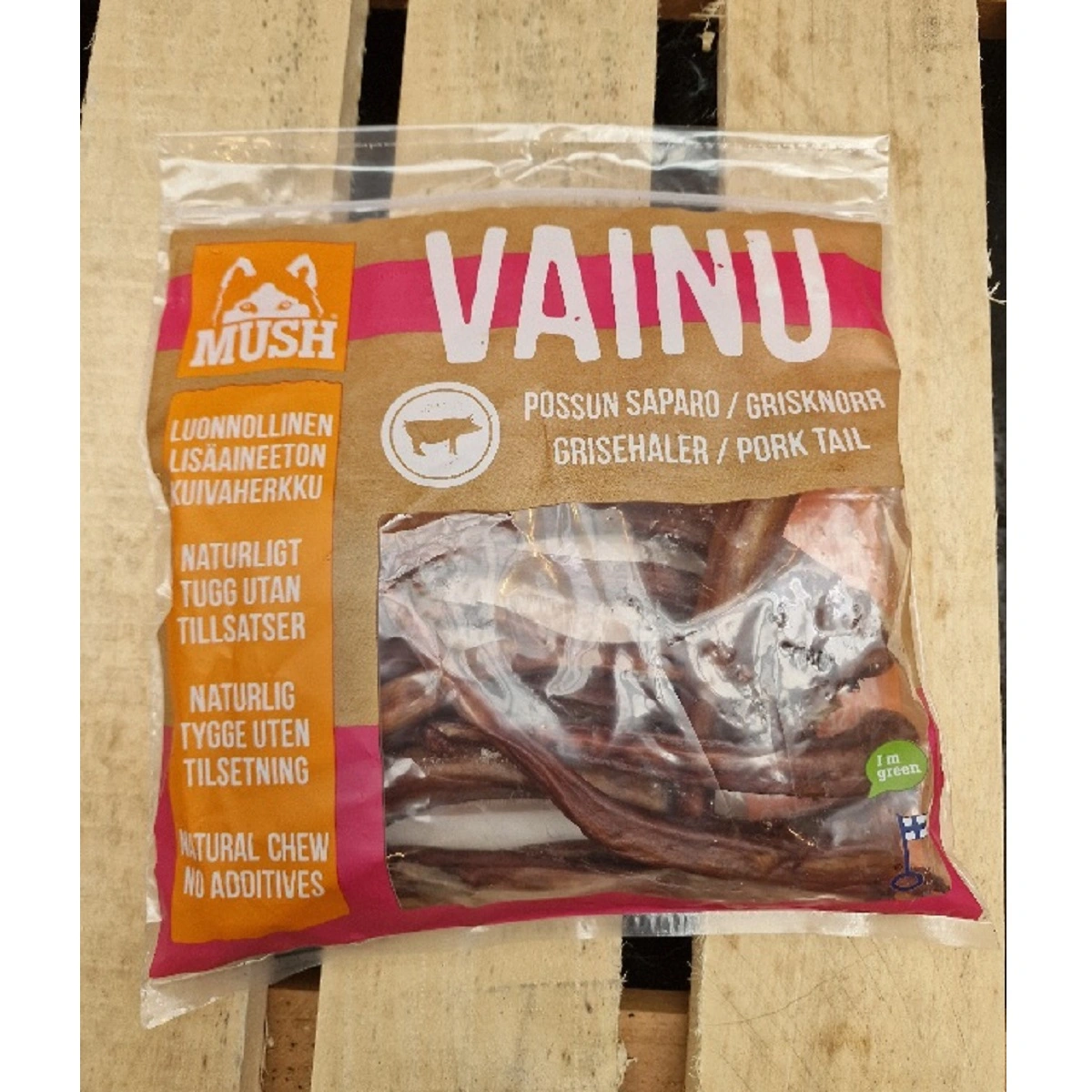 MUSH VAINU Hundesnack Grisehaler 220 g - naturlige tyggeben til hunde