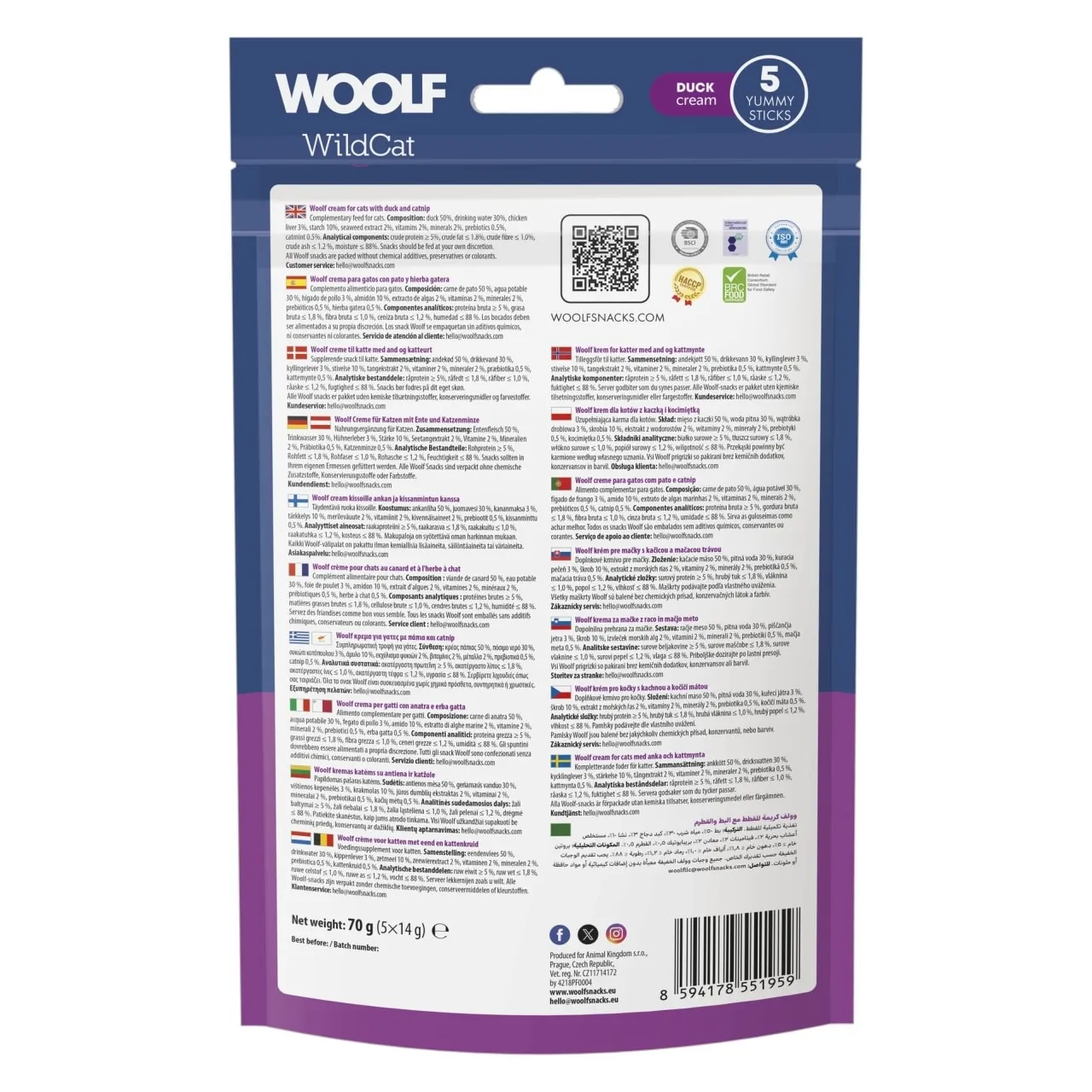 Woolf Wildcat Cream 5 stk - Cremet kattegodbid med and og catnip