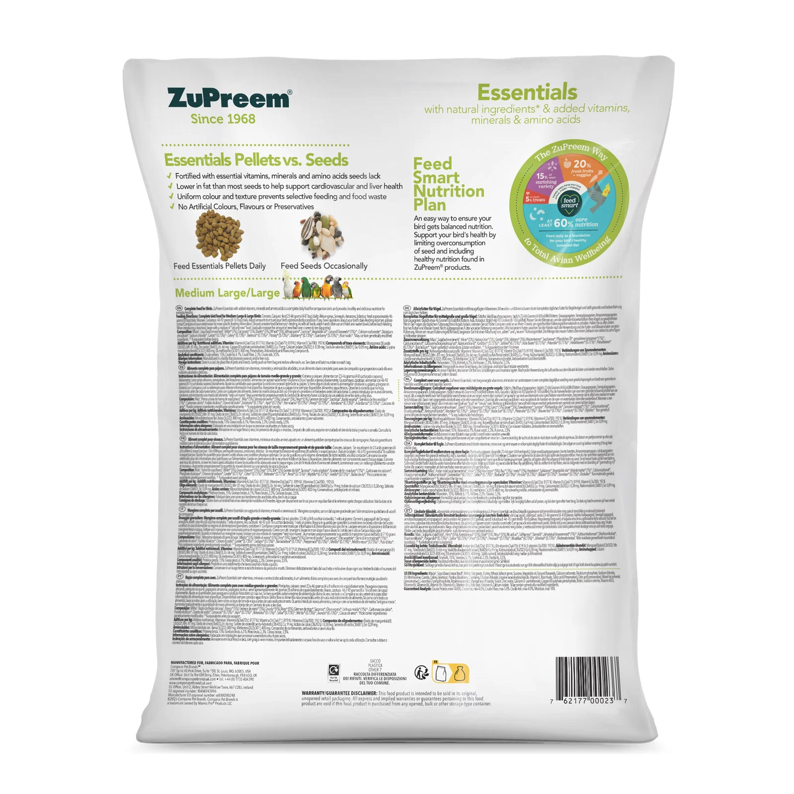 Zupreem Essentials Papegøje 7,5 kg