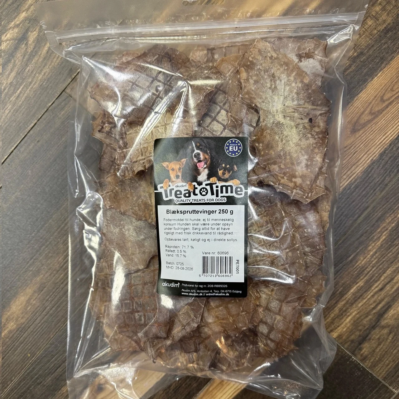 Treattime Blækspruttevinger 250 g - Naturlige hundesnacks