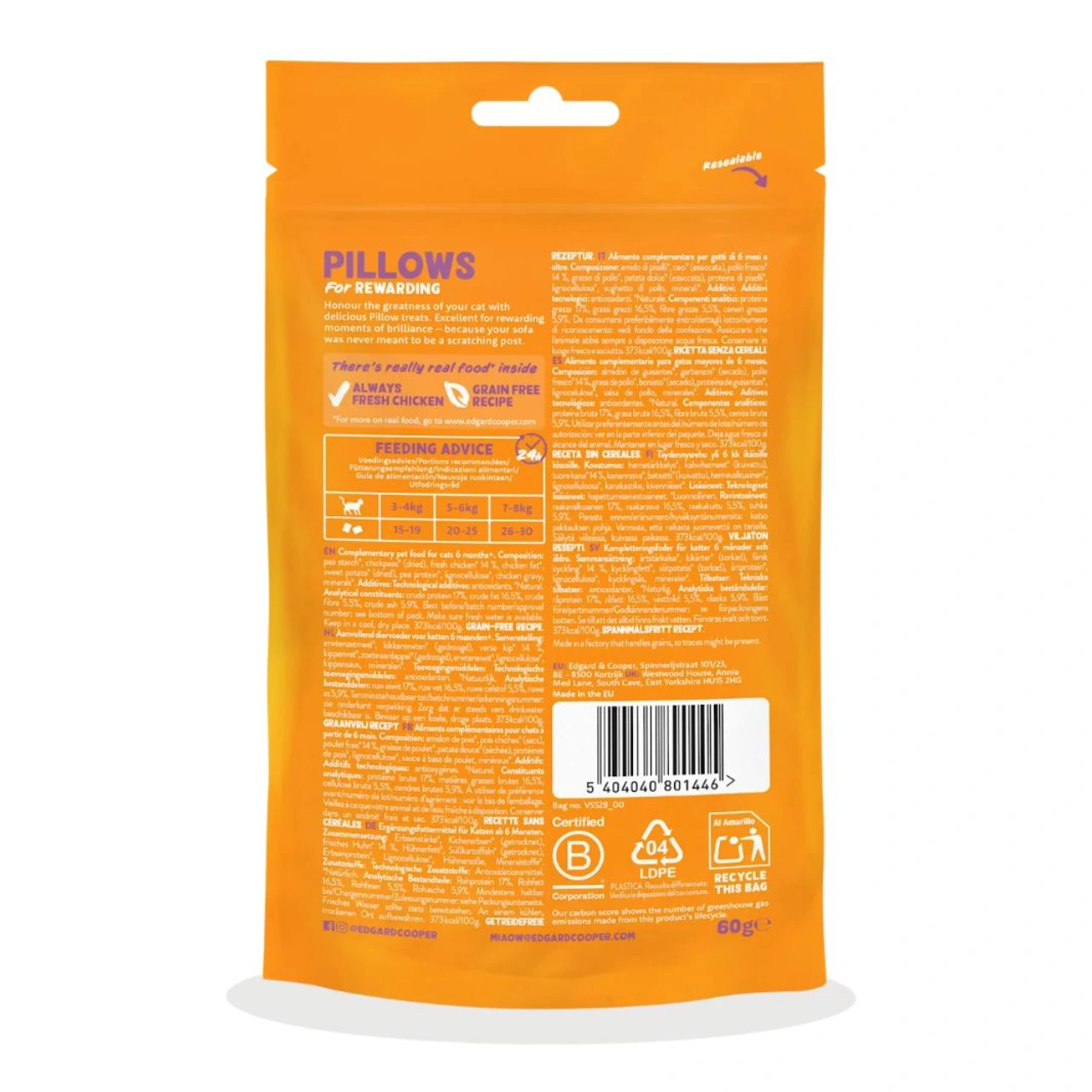 Edgard & Cooper Pillows kattegodbidder med kylling 60 g