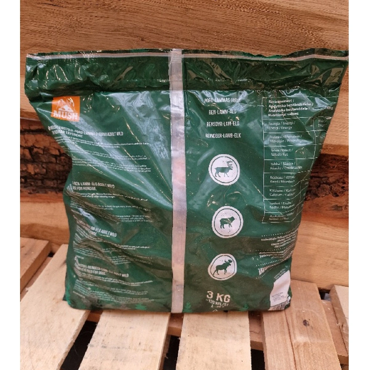 MUSH Vaisto Mørkegrøn Wild rensdyr lam elg til hund 3 kg