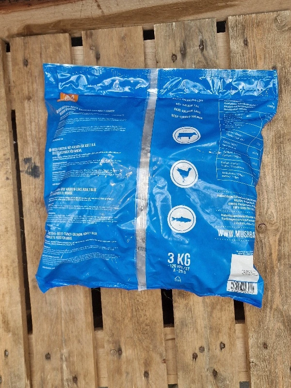 MUSH Vaisto Blå Okse Kalkun Laks - 3 kg råfoder til hund