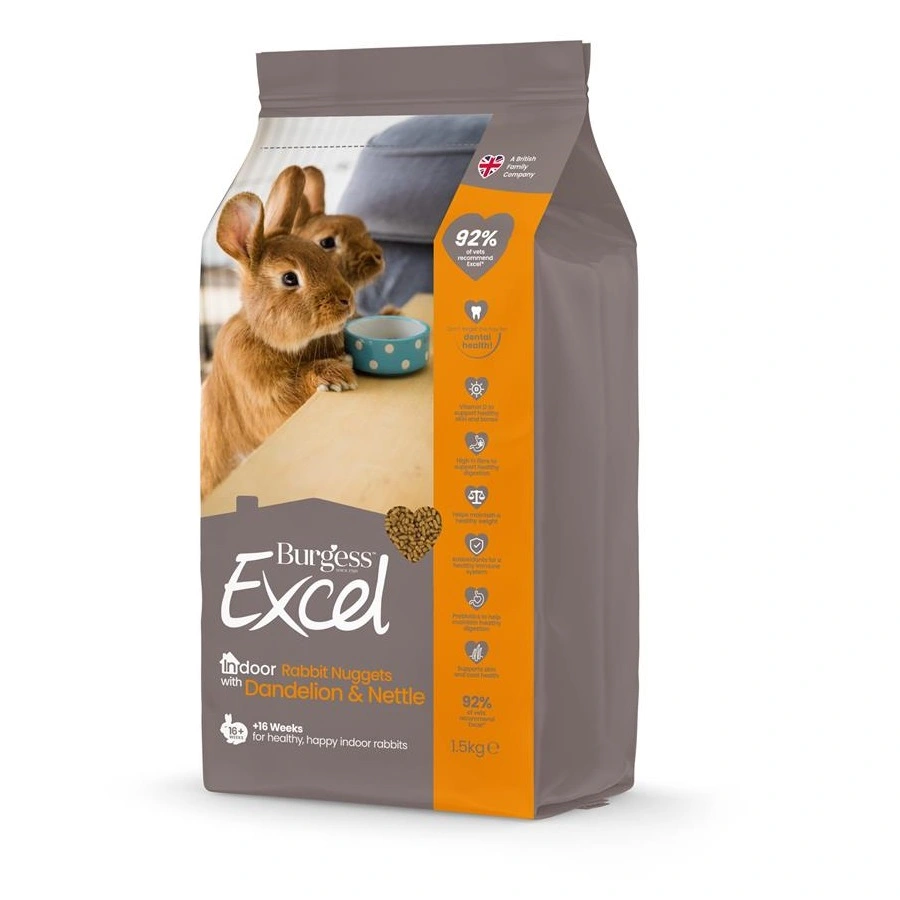 Burgess Excel Kanin Indoor Mælkebøtte & Brændenælde 1,5 kg - indendørsfoder