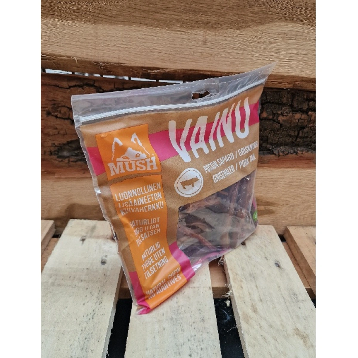 MUSH VAINU Hundesnack Grisehaler 220 g - naturlige tyggeben til hunde