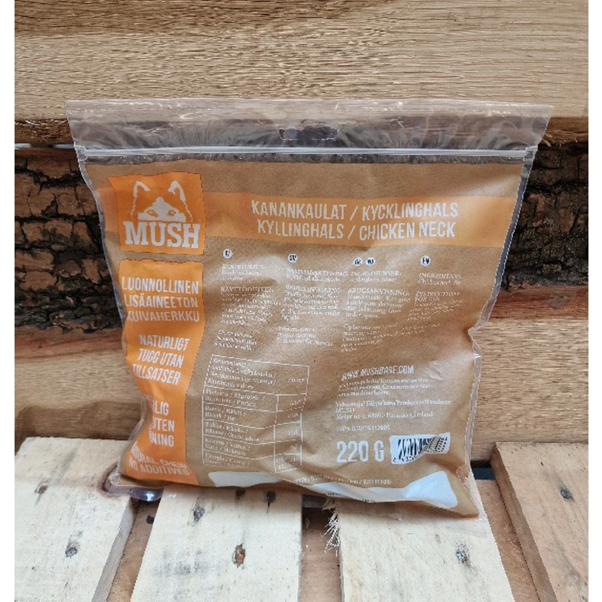 MUSH VAINU Hundesnack Kyllingehalse 220 g - naturlige tyggeben til hunde