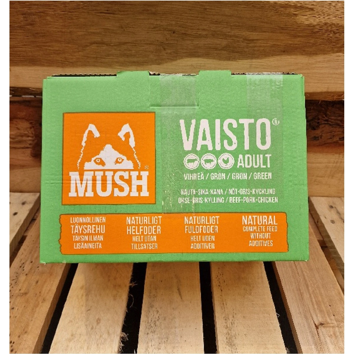 MUSH Vaisto Grøn - Råfoder til hund med okse, gris og kylling 10 kg