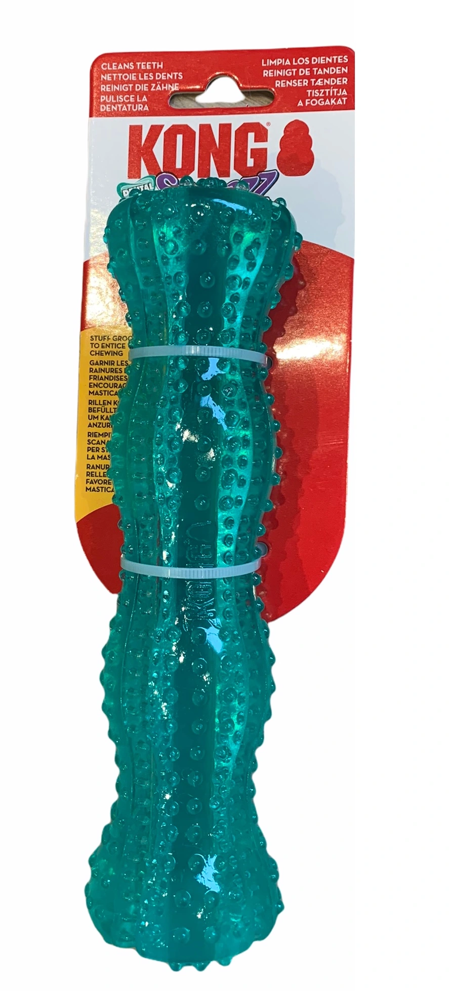 Kong Squeezz Dental Stick Grøn M 19 cm - pivelegetøj med tandpleje