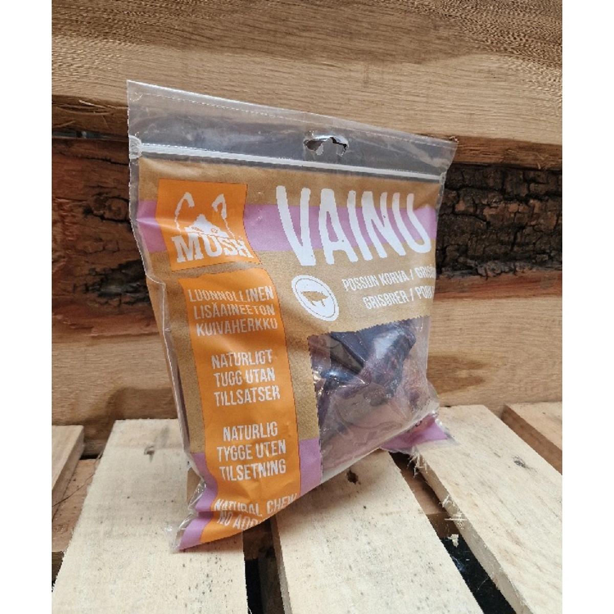 MUSH VAINU Hundesnack Griseøre 200 g - sprøde naturlige tyggeben