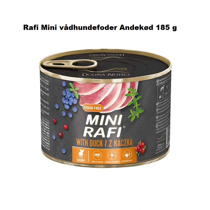 Rafi Mini vådhundefoder andekød 185 g - naturligt fuldfoder til hunde