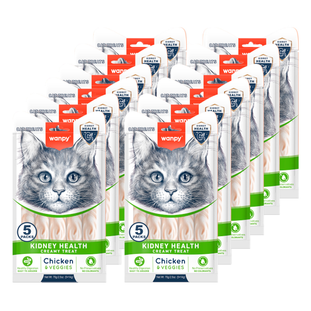 Wanpy Cat Functional Creamy Lickable Treat Kidney Health Chicken - Veggies 5 x 14 g