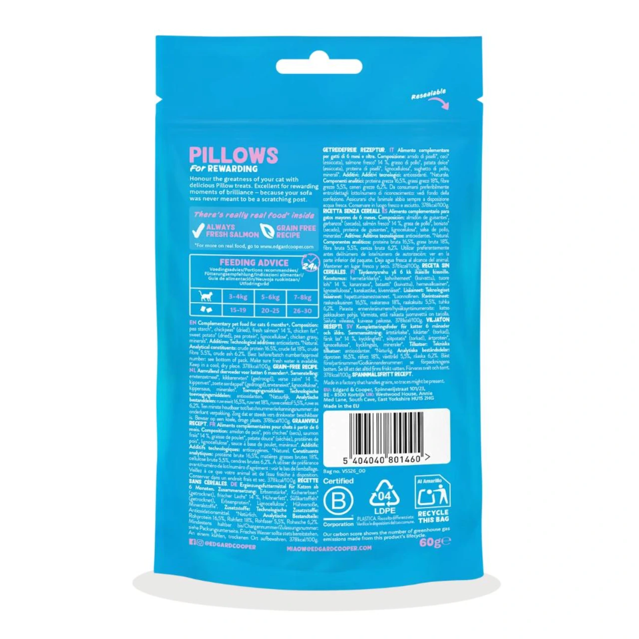 Edgard & Cooper Pillows kattegodbidder med laks 60 g