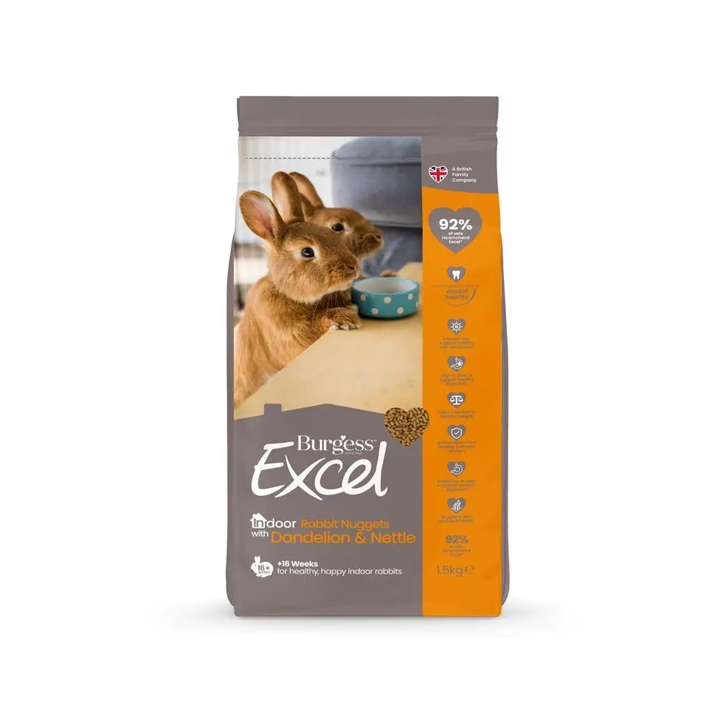 Burgess Excel Kanin Indoor Mælkebøtte & Brændenælde 1,5 kg - indendørsfoder