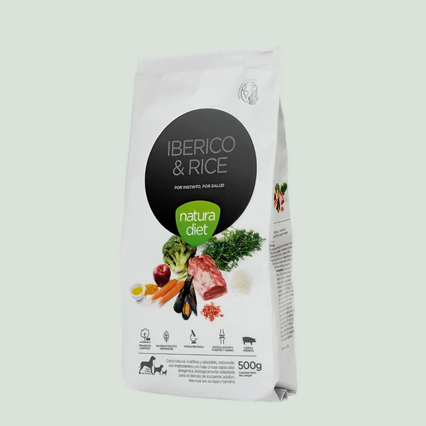 Natura Diet Iberico og Ris Hundefoder 500 g - Naturligt og allergivenligt