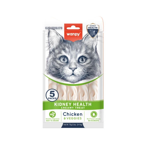 Wanpy Cat Functional Creamy Lickable Treat Kidney Health Chicken - Veggies 5 x 14 g