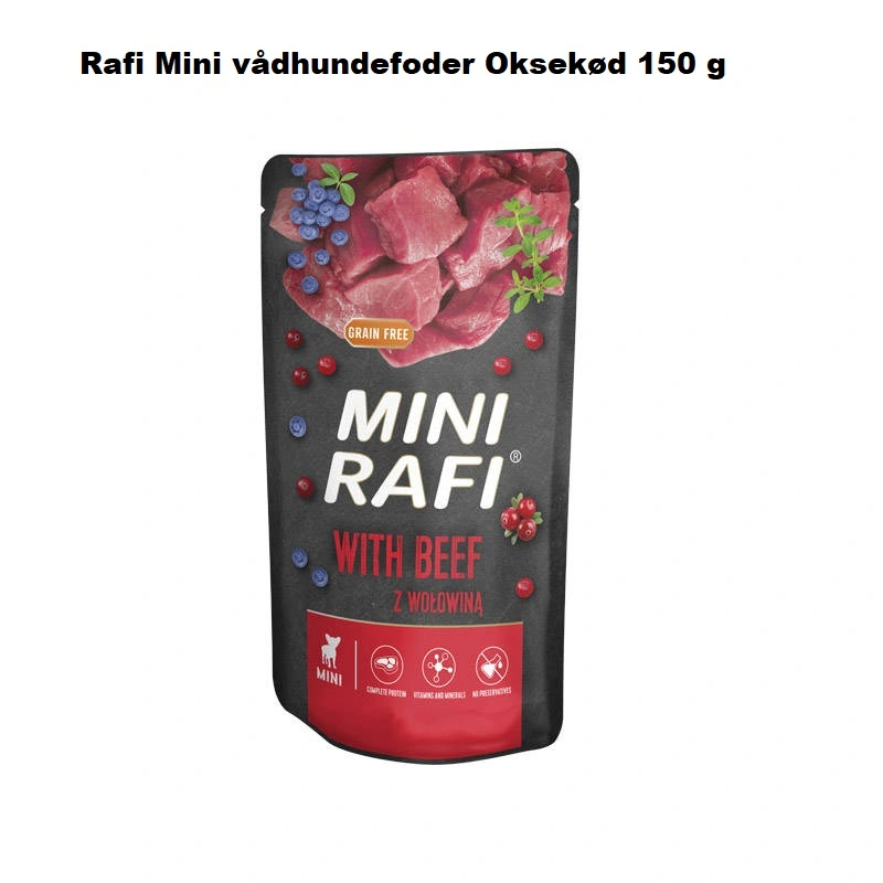 Rafi Mini vådhundefoder med oksekød 150 g - fuldfoder til små hunde