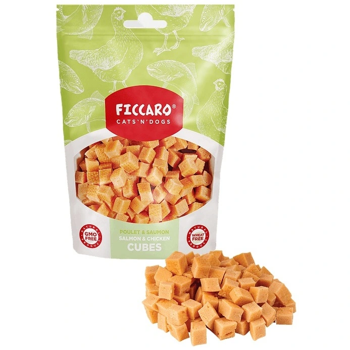 FICCARO Hundesnack Laks & Kylling Cubes - laks og kylling i tern 100 g