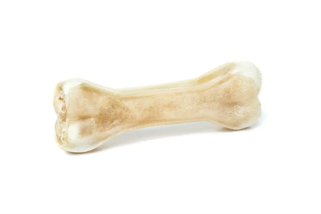 Håndlavet Presset Tyggeben med fyld af lam 12 cm 55 g - naturlig hundesnack
