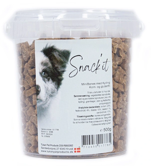 Snackit Semi-Moist Mini Bones med Kylling 500 g - bløde hundesnacks
