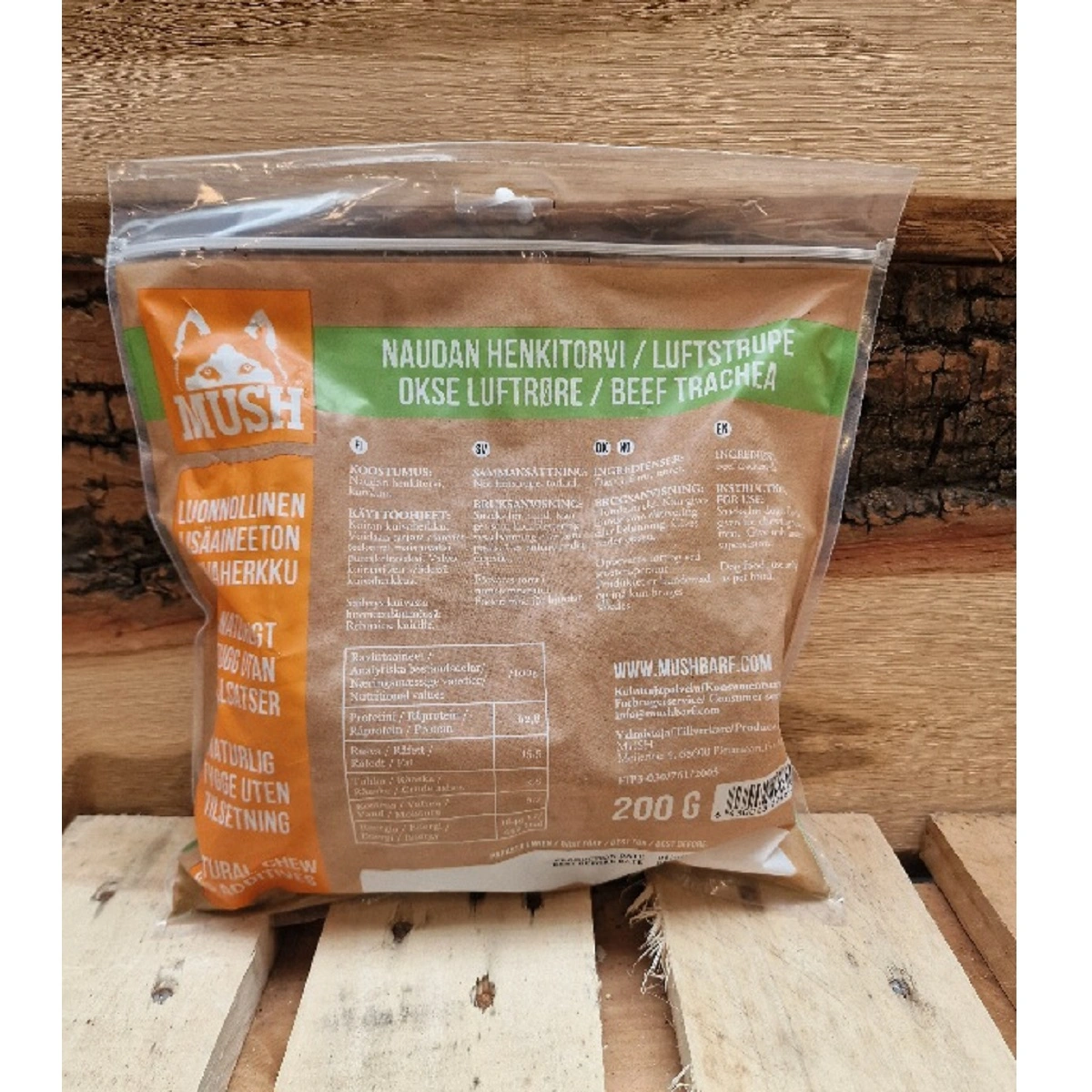 MUSH VAINU Hundesnack Okseluftrør 200 g - naturlige tyggeben til hunde
