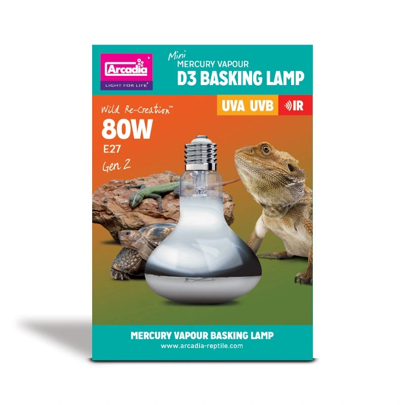 Arcadia D3 Basking Lamp UV reptil pære 80 w
