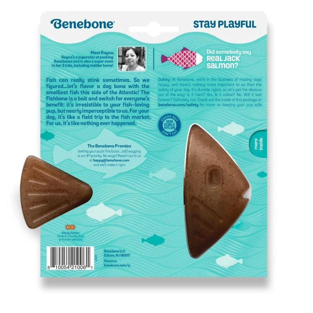 Benebone Fishbone S - tyggeben med laksesmag