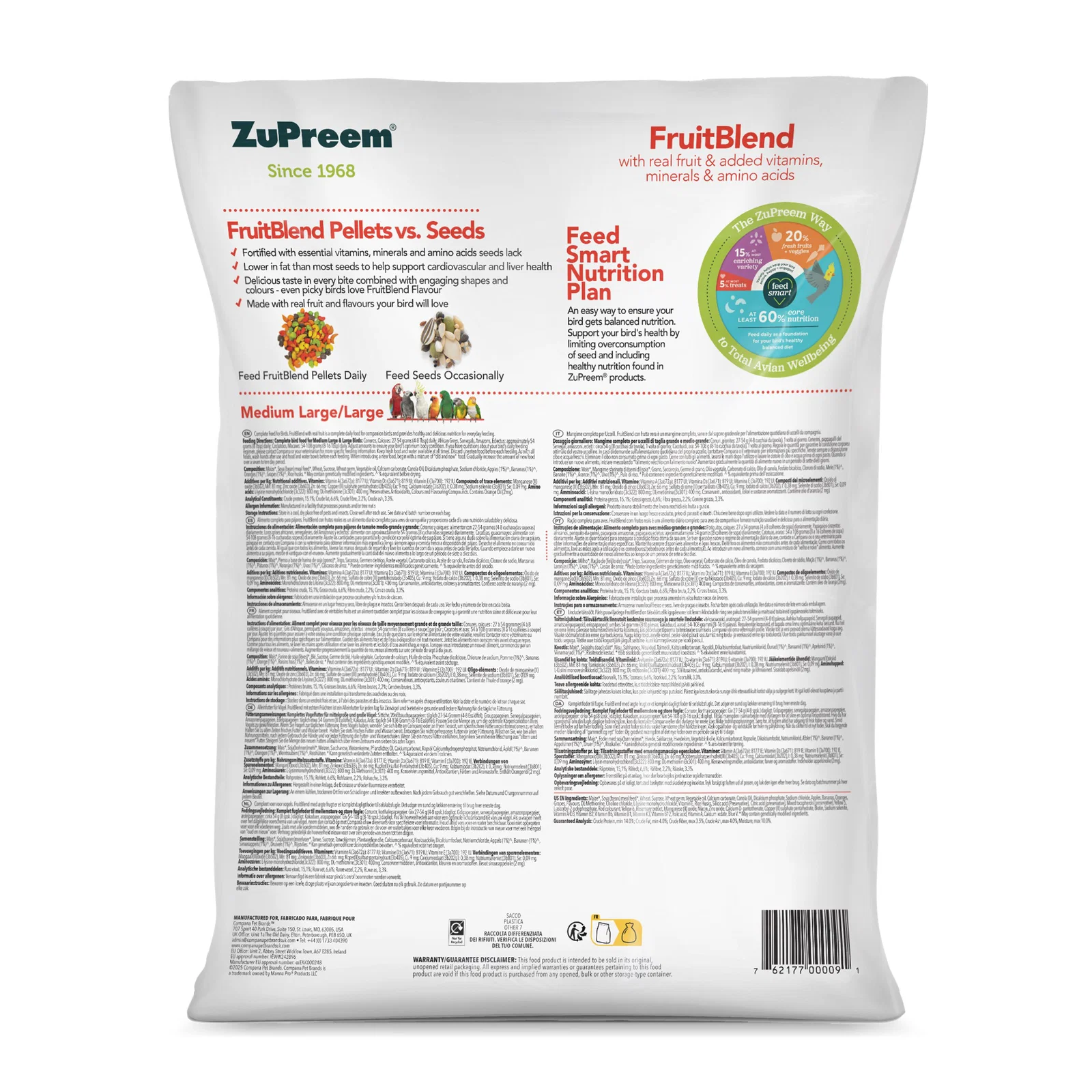 Zupreem Fruitblend Papegøje 7,5 kg