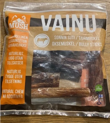 MUSH VAINU Hundesnack Tyremuskel 250 g - naturlige tyggeben til hunde