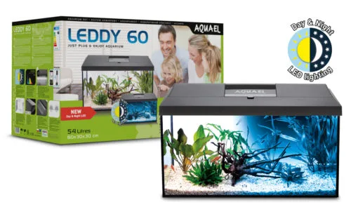 AquaEl Leddy Startersæt Day & Night Plus 54 Liter Sort Lampe