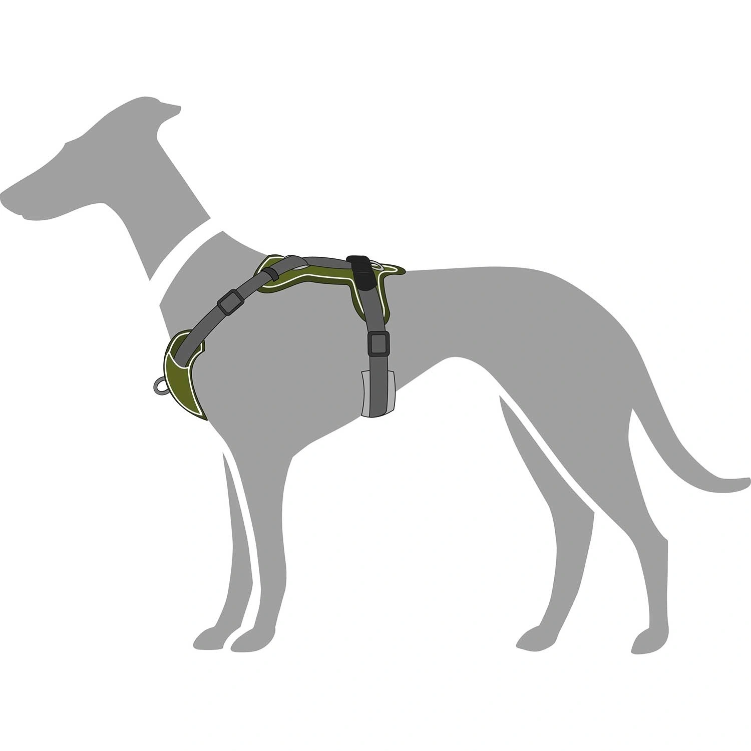 Hunter Divo hundesele L-XL grøn/grå just mave 79-107 cm - Stabil kontrol og komfort